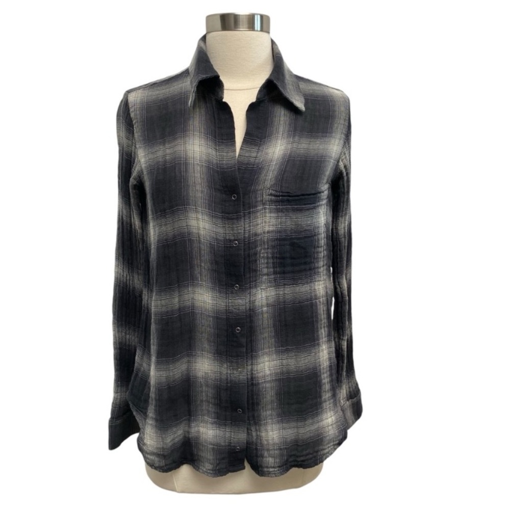 L'AGENCE Long Sleeve Flannel Button Down Shirt